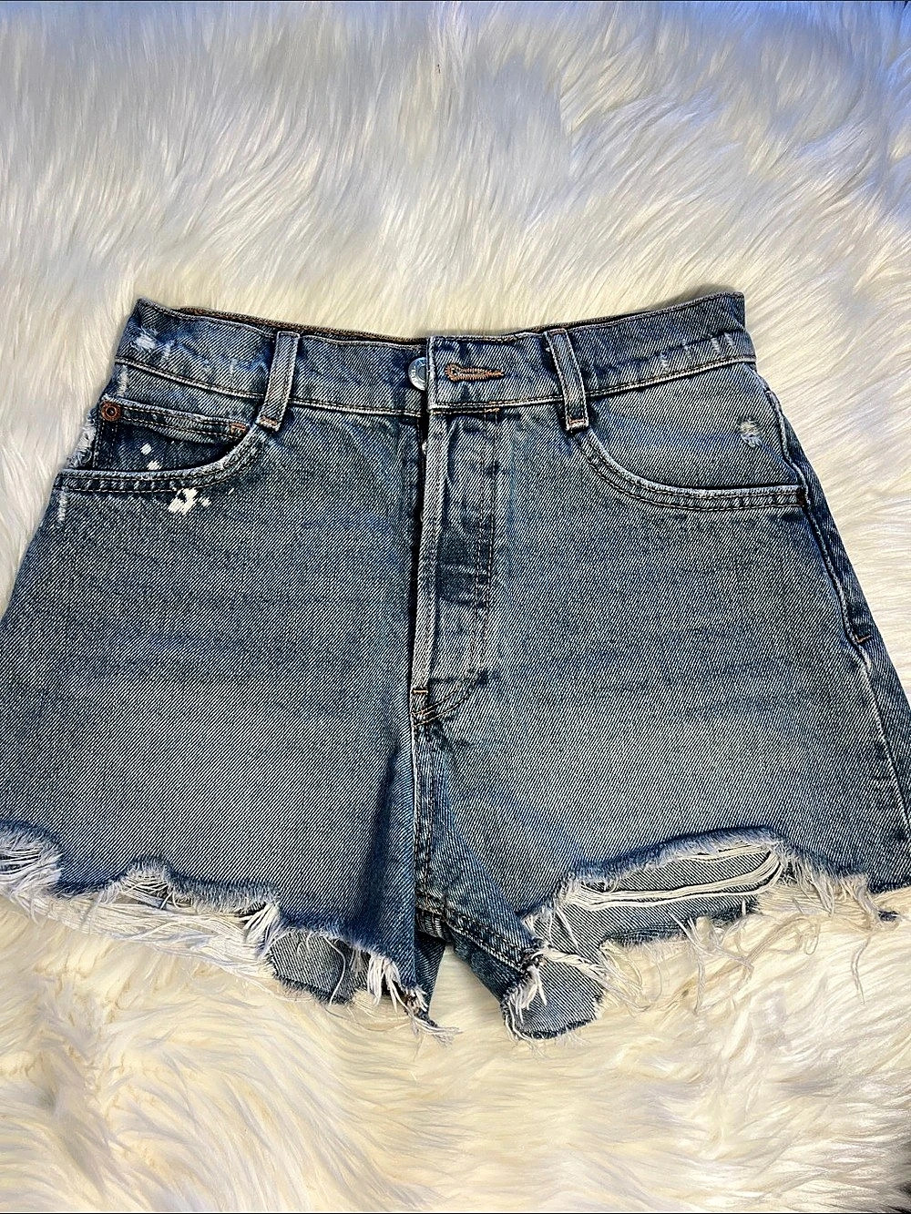 Zara Women's Denim Jean Shorts Blue Size 4 Good